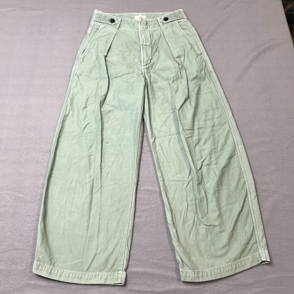 Citizens of Humanity Pants Women's Size 25 Olive Green Pleated Front Wide Leg